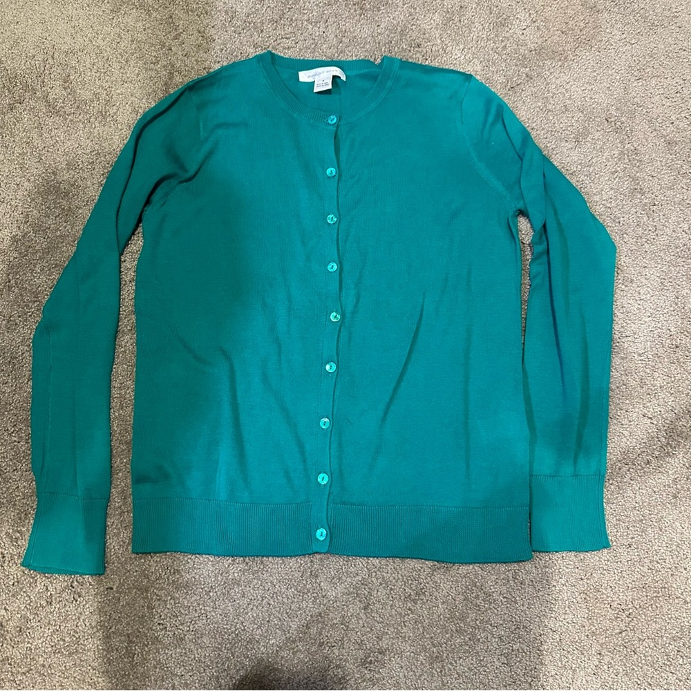 August Silk Modal Blend Emerald Green Button Front Cardigan Sweater